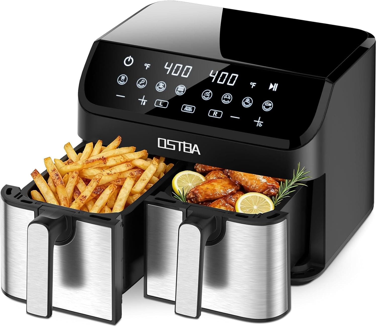 OSTBA 9.5QT Double Air Fryer with Dual Independent Baskets