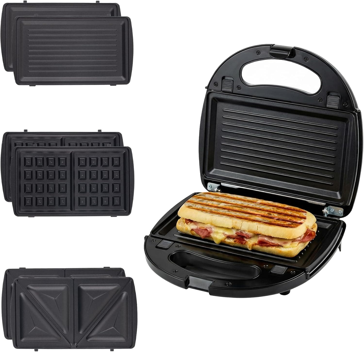 OVENTE 3-in-1 Electric Sandwich Maker, Panini Press & Waffle Iron
