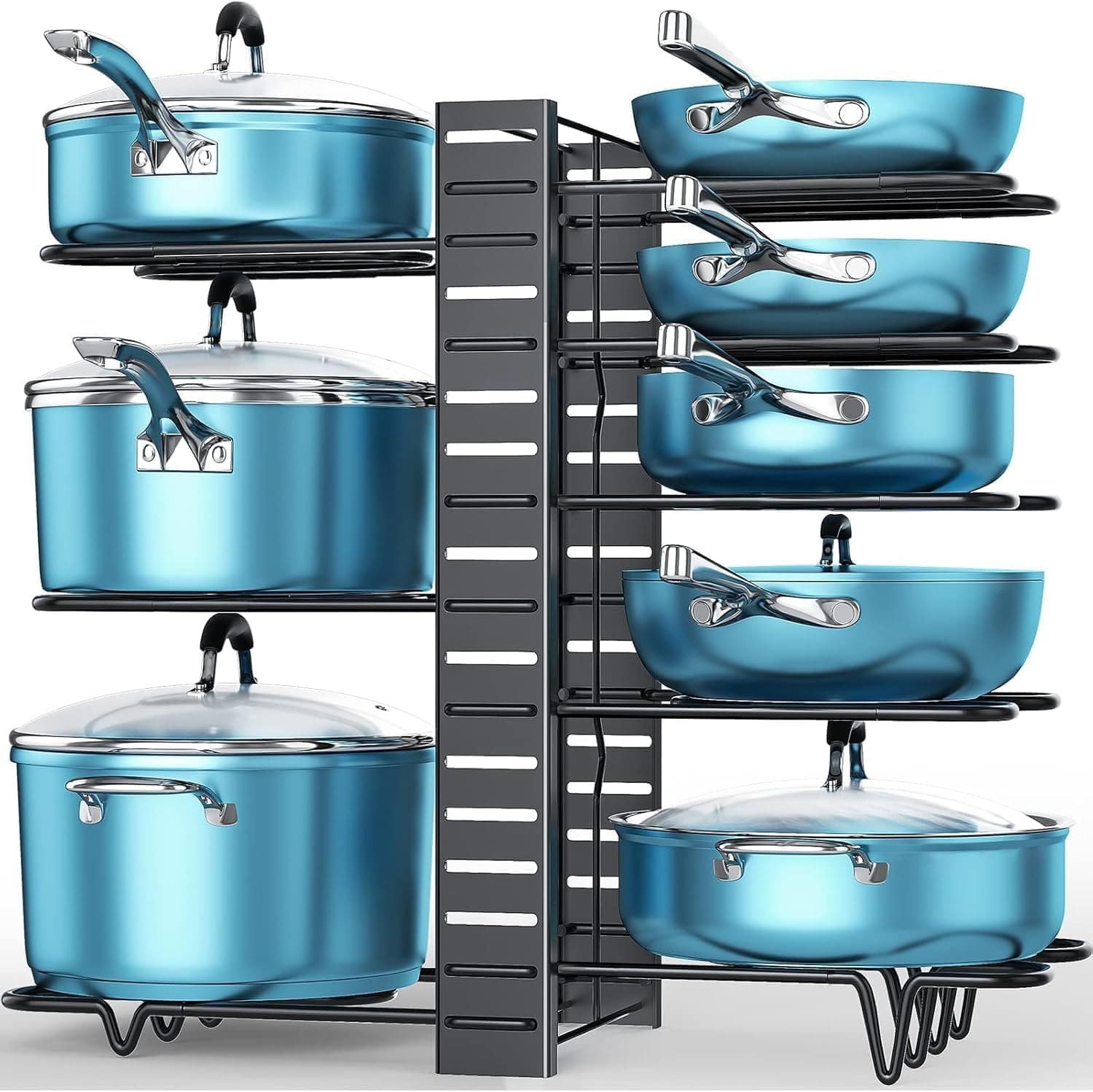 8 Tier Adjustable Pots and Pans Organiser Rack for Cabinet